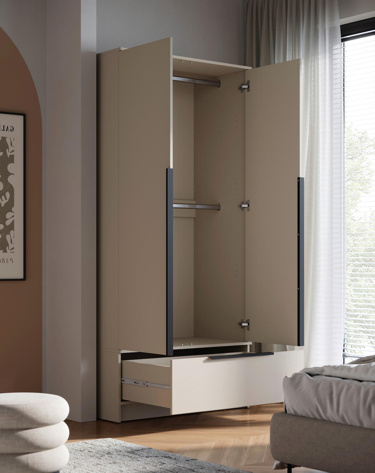 KLEIDERSCHRANK Beige, Kaschmir  - Kaschmir/Beige, Konventionell, Holzwerkstoff/Metall (90,2/192,9/51cm) - MID.YOU