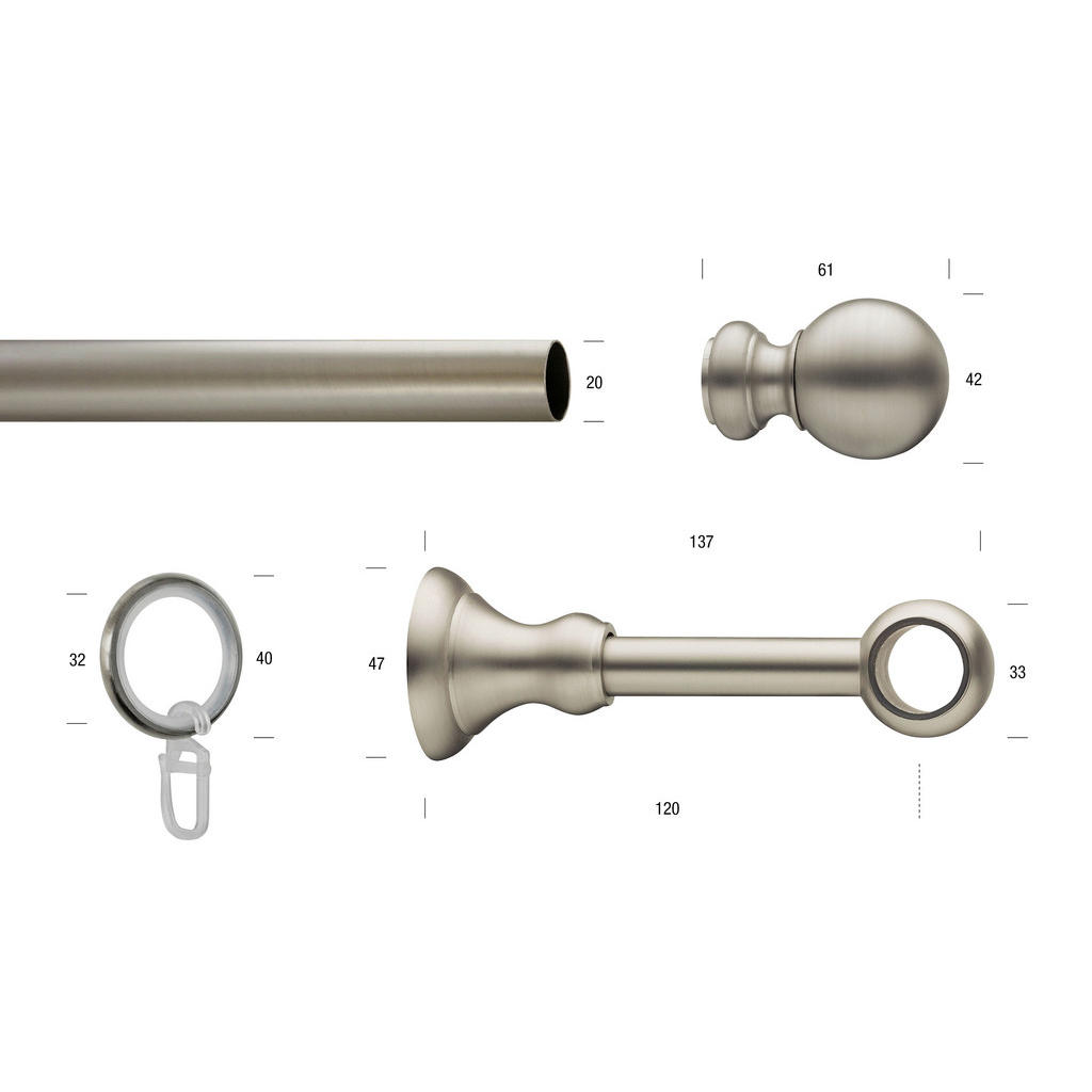 Thumbnail - Vorhangstange, Nickel, Metall, 320 cm, Wohntextilien, Gardinen & Vorhänge, Gardinen-Stangen