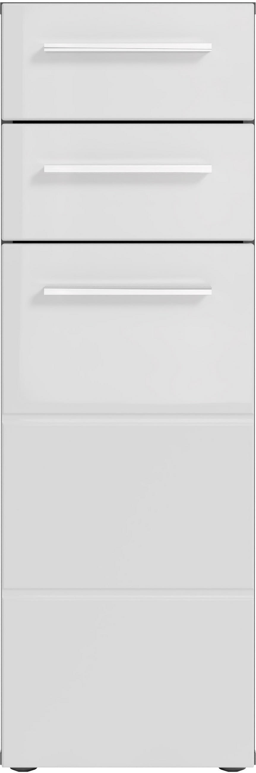 MIDISCHRANK 34/104/31 cm  - Chromfarben/Weiß Hochglanz, KONVENTIONELL, Holzwerkstoff/Kunststoff (34/104/31cm) - Xora