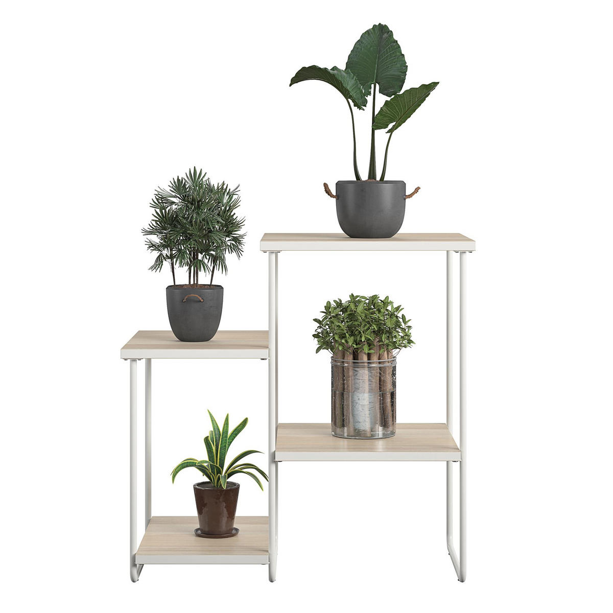 BLUMENSTÄNDER in Metall, Holzwerkstoff 67/64/35 cm  - Naturfarben/Weiß, Design, Holzwerkstoff/Metall (67/64/35cm) - MID.YOU
