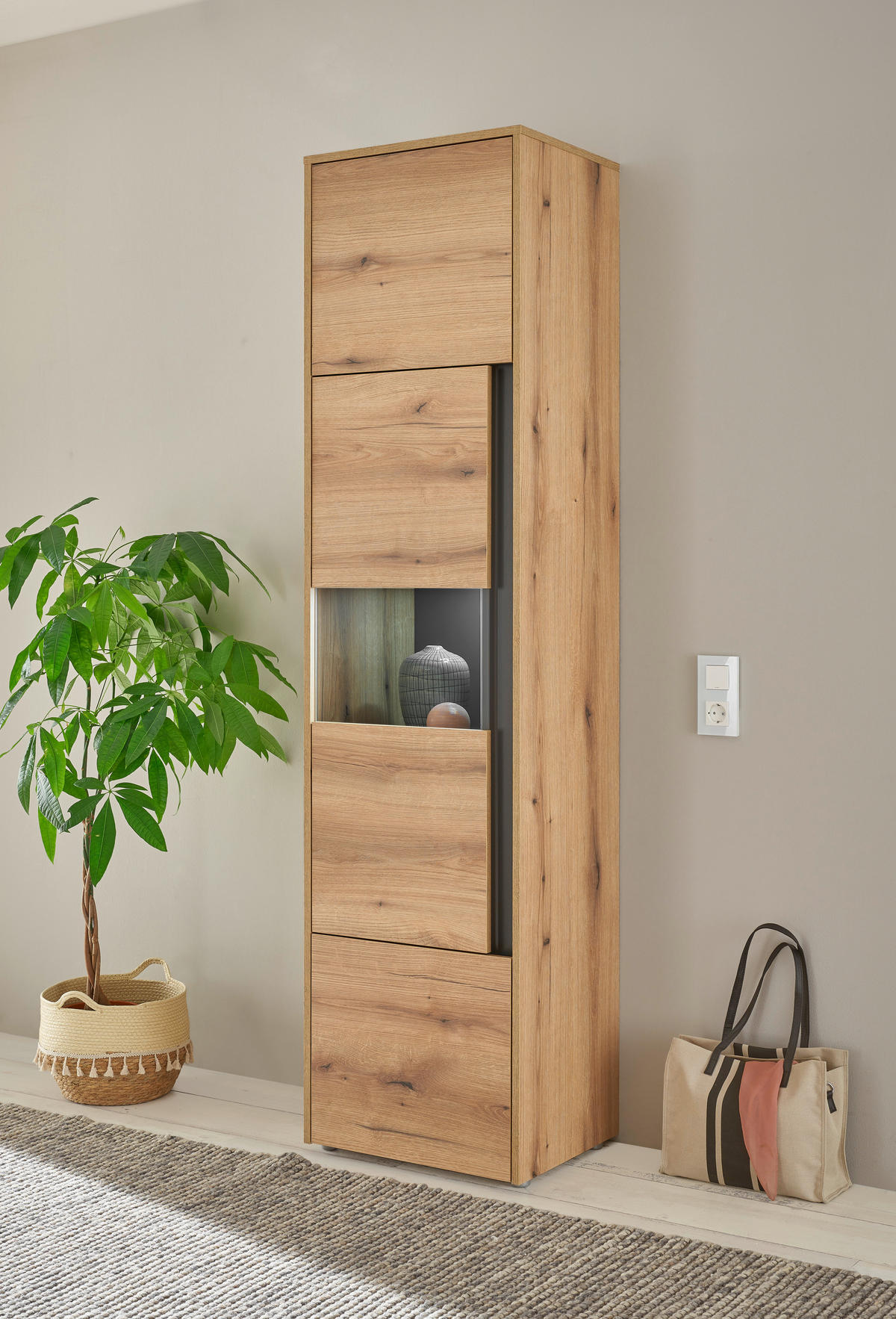 VITRINE  in Anthrazit, Eichefarben  - Eichefarben/Anthrazit, Design, Holzwerkstoff/Kunststoff (50/200/40cm) - Modante