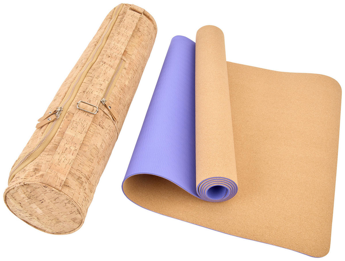YOGAMATTE - Beige/Lila, Basics, Holz/Kunststoff (183/61/0,4cm) - Ambia Home