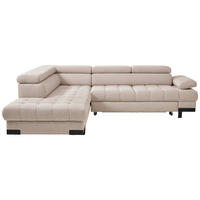 ECKSOFA in Webstoff Beige  - Beige/Schwarz, Design, Textil/Metall (223/263cm) - Welnova