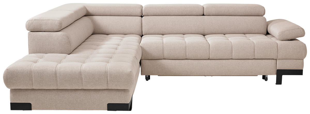 ECKSOFA in Webstoff Beige  - Beige/Schwarz, Design, Textil/Metall (223/263cm) - Welnova