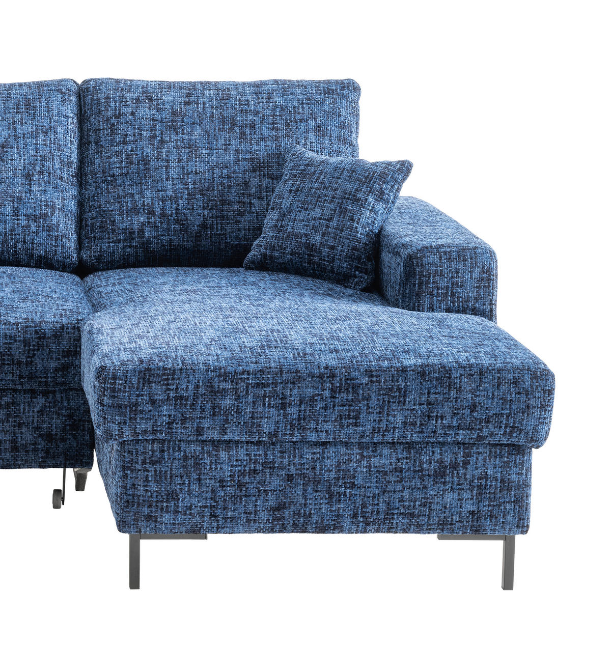 ECKSCHLAFSOFA  mit Rücken echt Struktur Blau  - Blau/Schwarz, KONVENTIONELL, Textil/Metall (237/143cm) - Livetastic