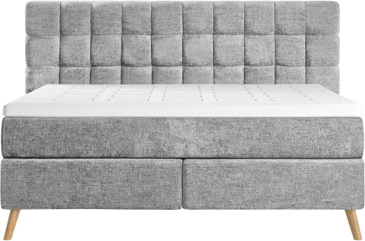 BOXSPRINGBETT 160/200 cm  in Grau  - Eichefarben/Grau, Design, Holz/Textil (160/200cm) - Esposa