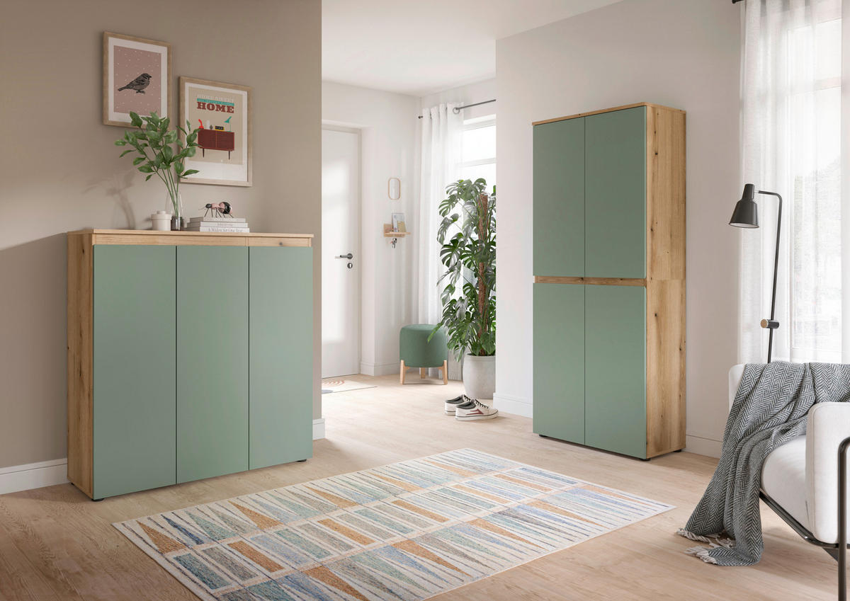 GARDEROBENSCHRANK  in 190/175/37 cm  - Eichefarben/Schwarz, Design, Holzwerkstoff/Kunststoff (190/175/37cm) - Livetastic