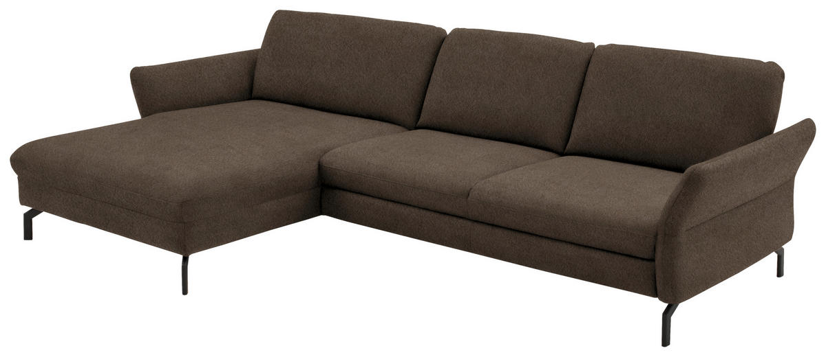 ECKSOFA in Velours Braun  - Schwarz/Braun, Design, Textil/Metall (179/306cm) - Beldomo System
