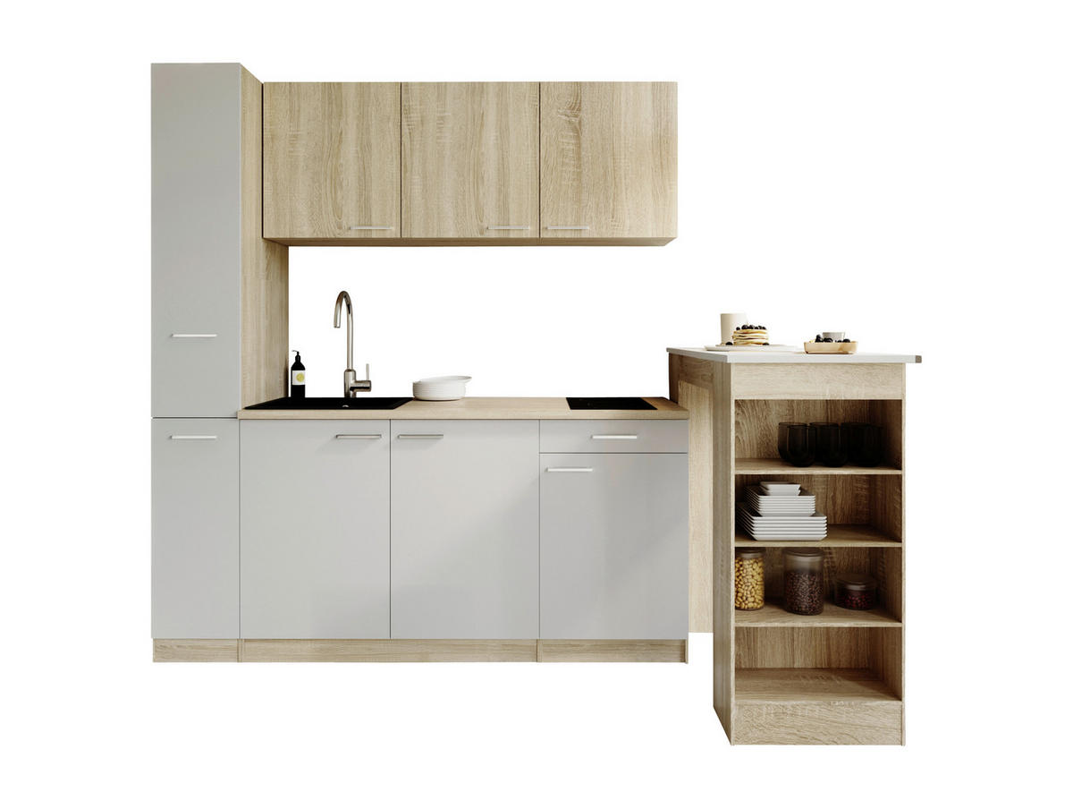 KUHINJSKI BLOK - barve hrasta/bela, Design, umetna masa/leseni material (180cm) - Respekta