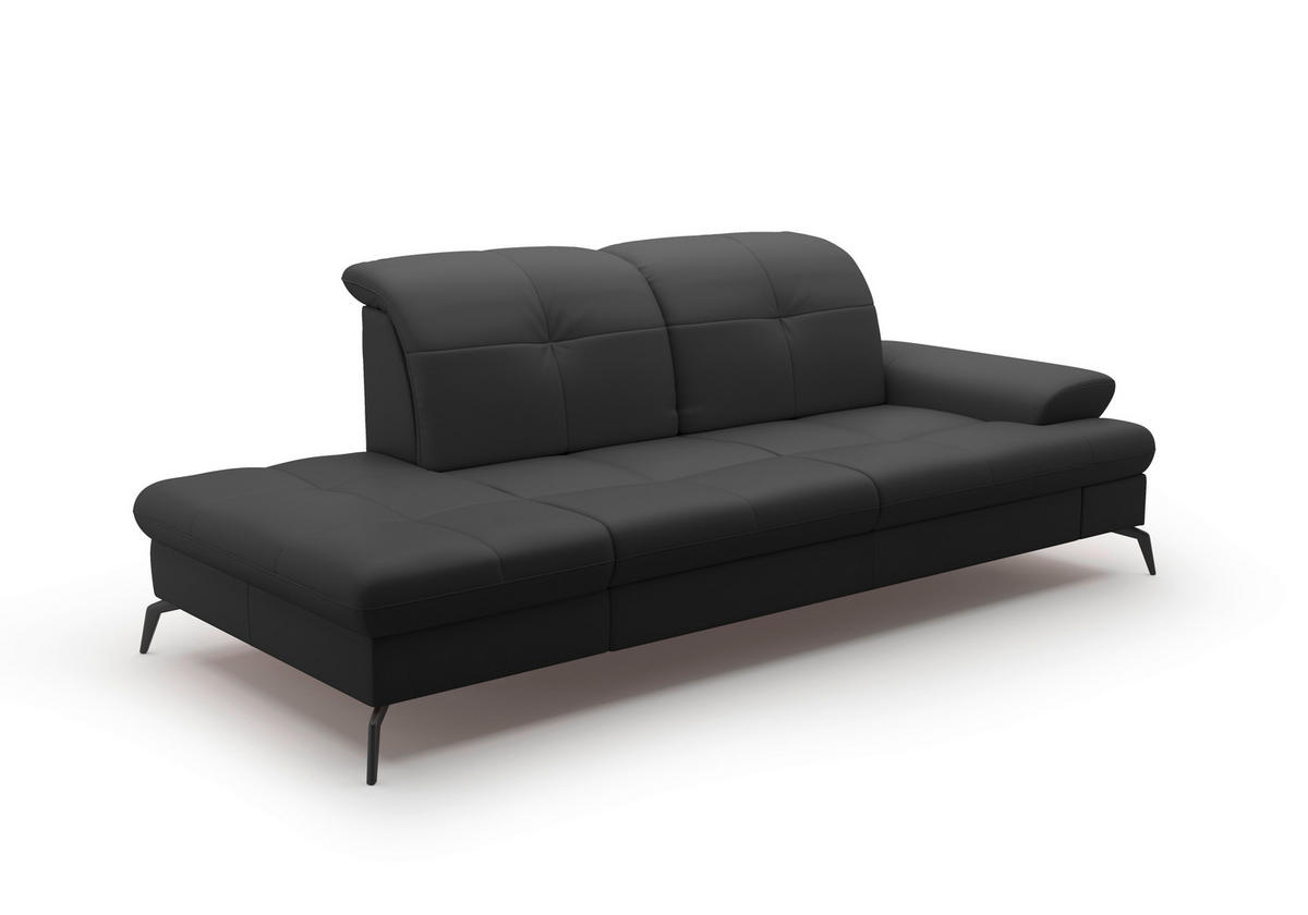 RÉCAMIERE in Echtleder Schwarz  - Schwarz, Konventionell, Leder/Metall (231/90/122cm) - Sit & More