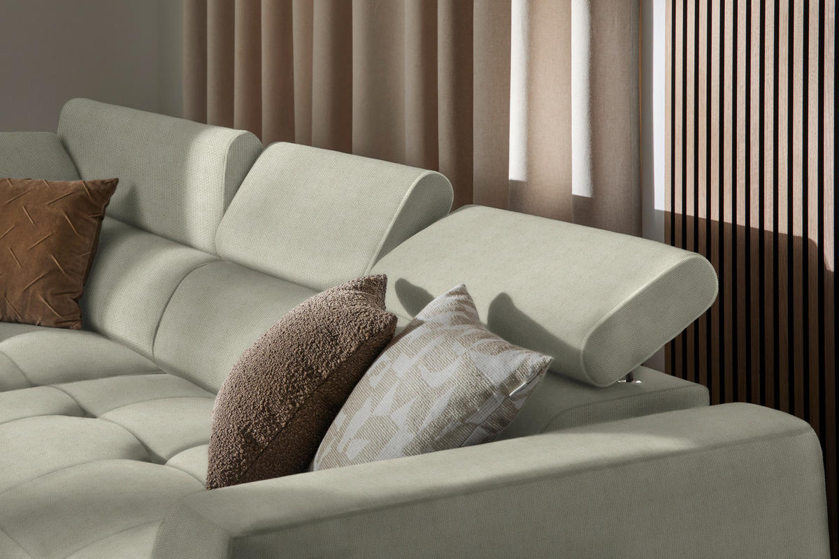 ECKSOFA in Struktur Greige  - Greige/Schwarz, Design, Kunststoff/Textil (205/284cm) - MID.YOU