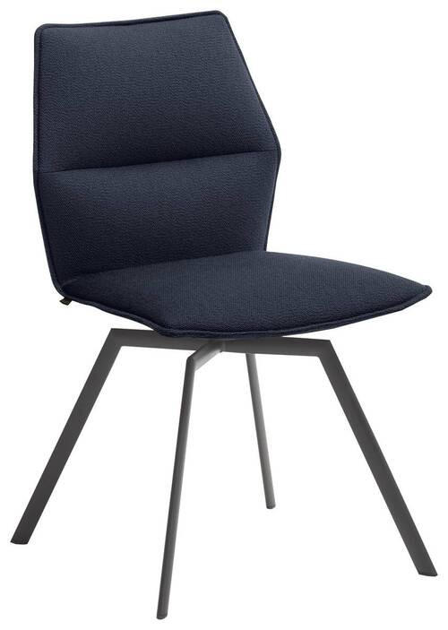 STUHL Dunkelblau, Anthrazit  - Anthrazit/Dunkelblau, Design, Textil/Metall (49/86/60cm) - Venjakob