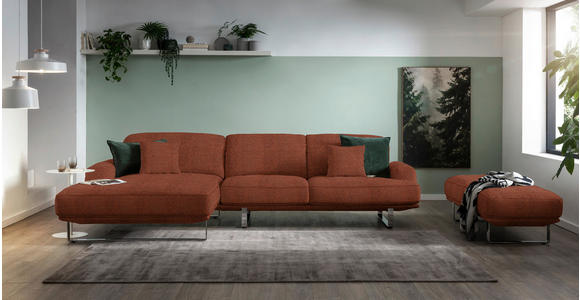 ECKSOFA in Webstoff Rostfarben  - Rostfarben, Design, Textil/Metall (184/304cm) - Dieter Knoll