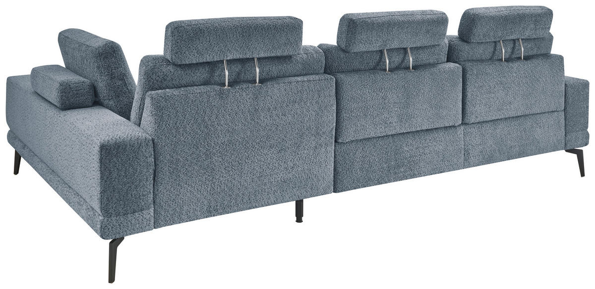ECKSOFA Blau Chenille  - Blau/Schwarz, KONVENTIONELL, Textil/Metall (294/184cm) - SetOne by Musterring