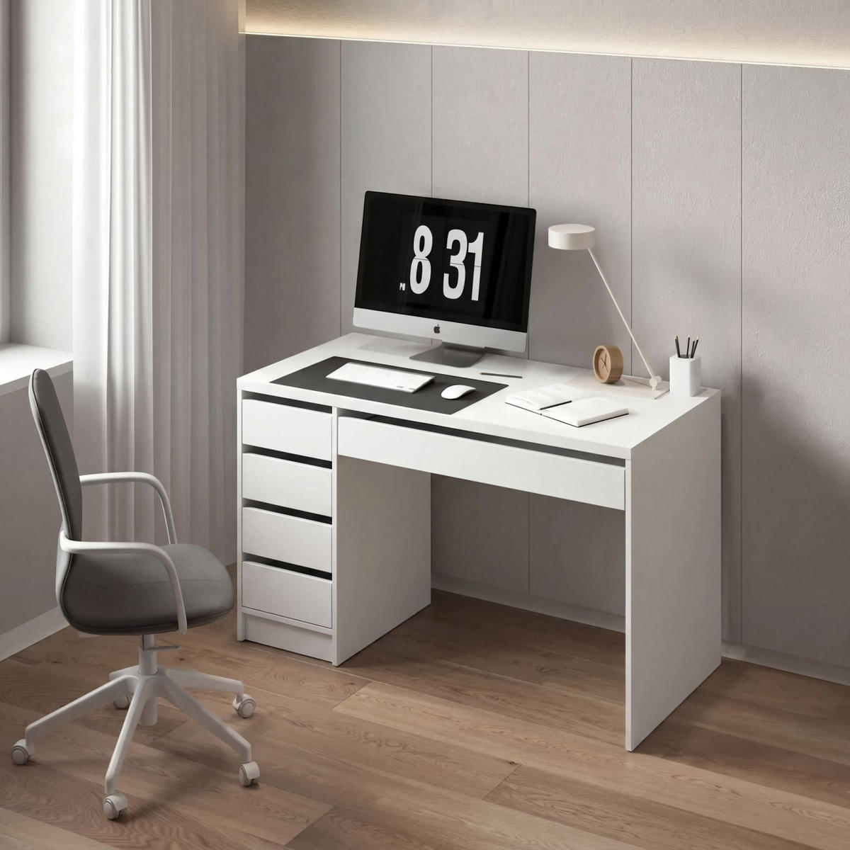 SCHREIBTISCH 120/55/77,6 cm Weiß  - Weiß, MODERN, Holzwerkstoff (120/55/77,6cm) - Livetastic