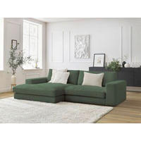 ECKSOFA  LEONARD Dunkelgrün Cord  - Dunkelgrün/Schwarz, MODERN, Kunststoff/Textil (159/274cm)