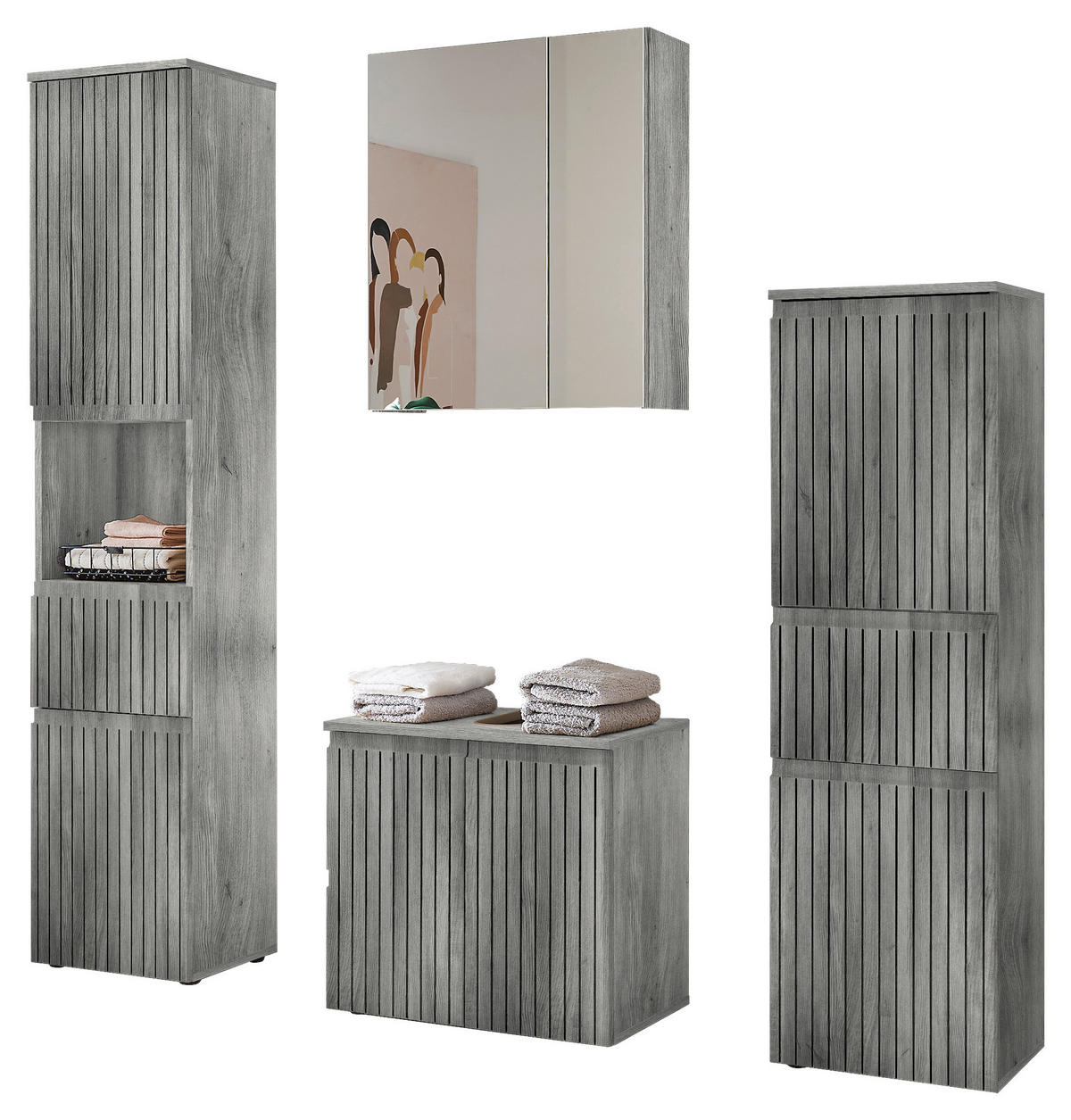 SPIEGELSCHRANK 60/70/20 cm  - Eiche grau, MODERN, Glas/Holzwerkstoff (60/70/20cm) - MID.YOU