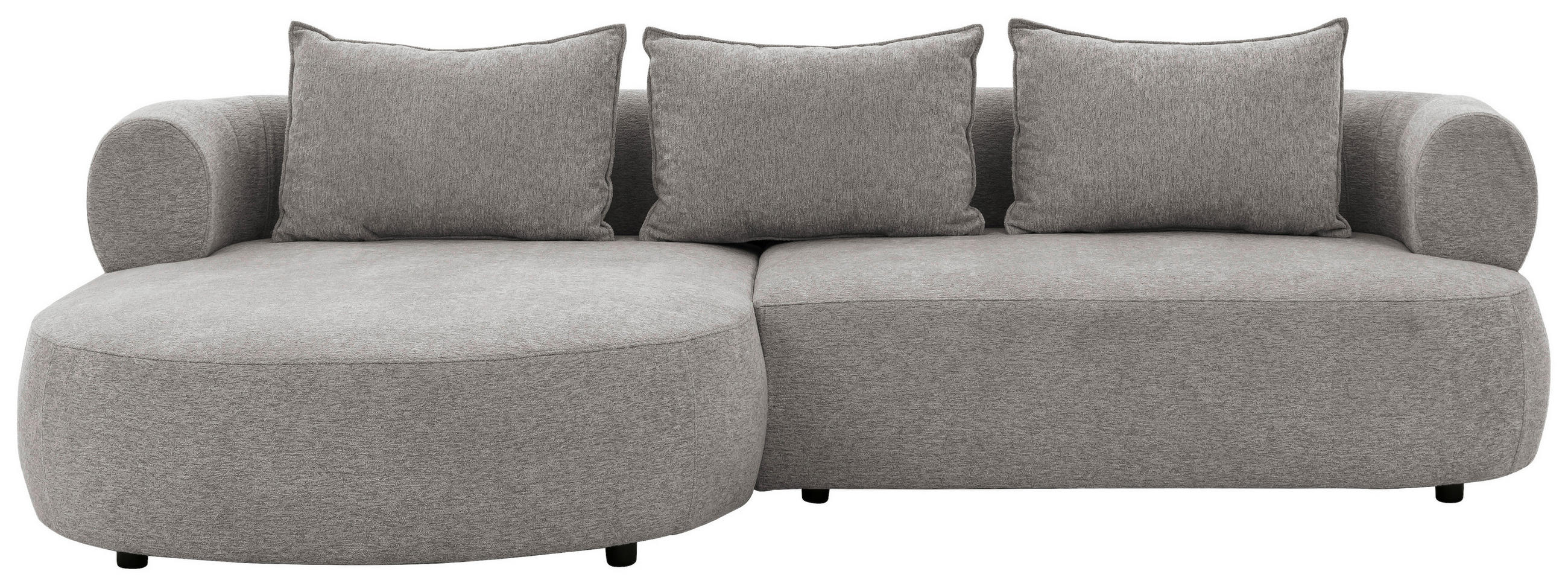 ECKSOFA in Chenille Grau  156/256 cm  - Schwarz/Grau, Design, Kunststoff/Textil (156/256cm) - Livetastic