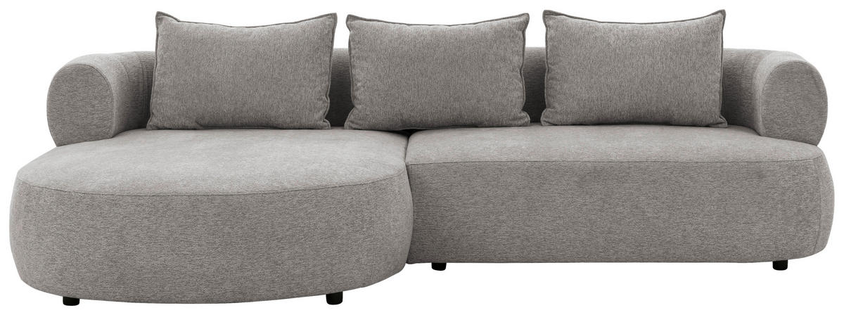 ECKSOFA in Chenille Grau  156/256 cm  - Schwarz/Grau, Design, Kunststoff/Textil (156/256cm) - Livetastic