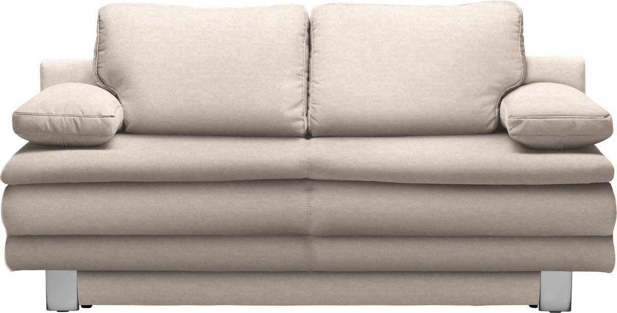 SCHLAFSOFA in Flachgewebe Sandfarben  - Sandfarben/Chromfarben, Design, Textil/Metall (194/96/86cm) - Novel