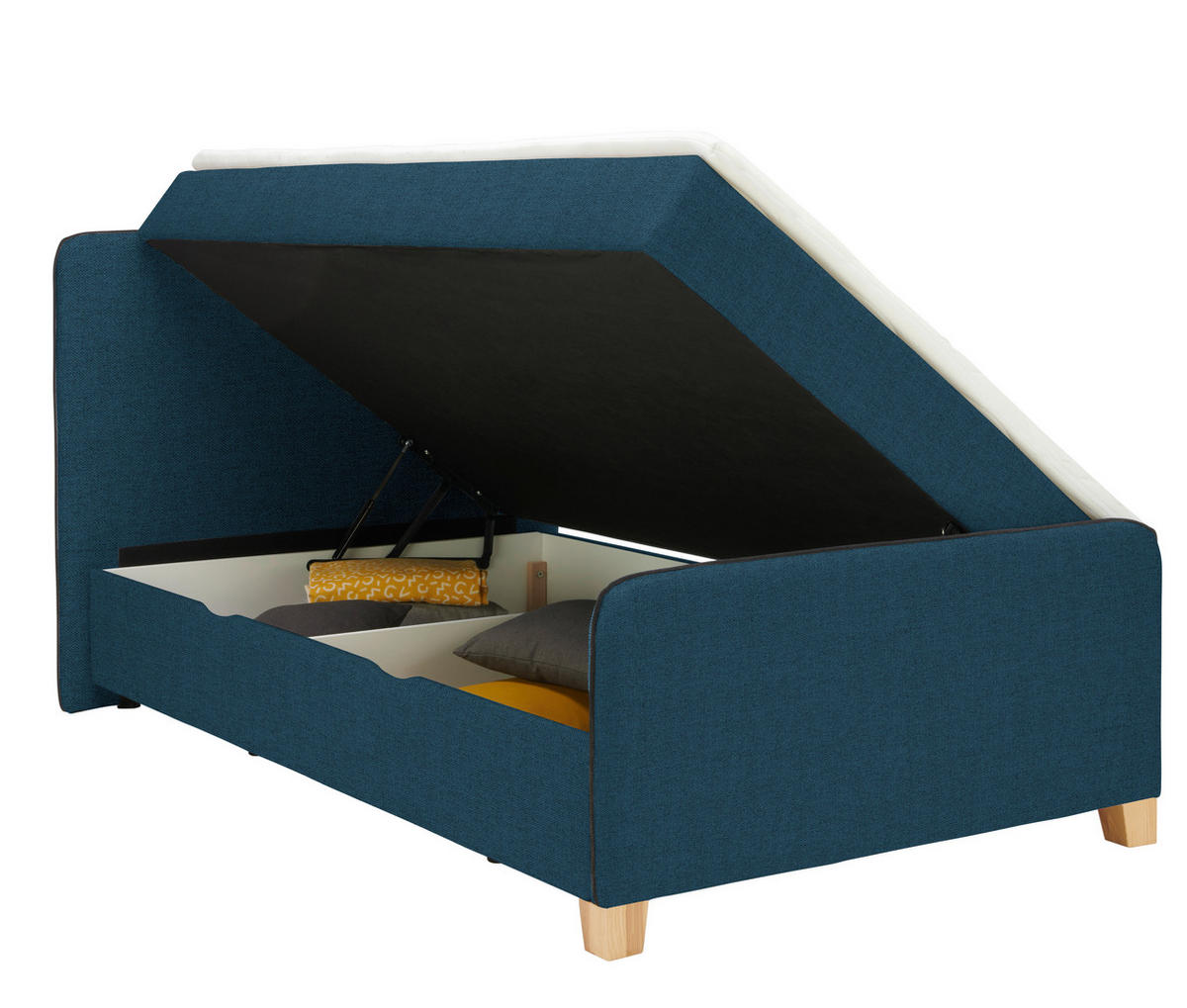 BOXBETT 120/200 cm  Blau  - Blau/Eichefarben, Design, Holz/Holzwerkstoff (120/200cm) - Moderano