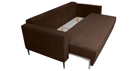 SCHLAFSOFA Cord Dunkelbraun  - Dunkelbraun/Schwarz, KONVENTIONELL, Textil/Metall (222/93/98cm) - Carryhome
