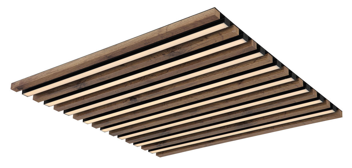 LED-DECKENLEUCHTE    60/60/6 cm  - Weiss/Dunkelbraun, Natur, Holzwerkstoff/Kunststoff (60/60/6cm) - Globo
