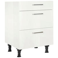 SCHUBKASTENUNTERSCHRANK 60/87/56 cm  in Weiß Hochglanz  - Edelstahlfarben/Weiß Hochglanz, MODERN, Holzwerkstoff/Metall (60/87/56cm) - Nobilia