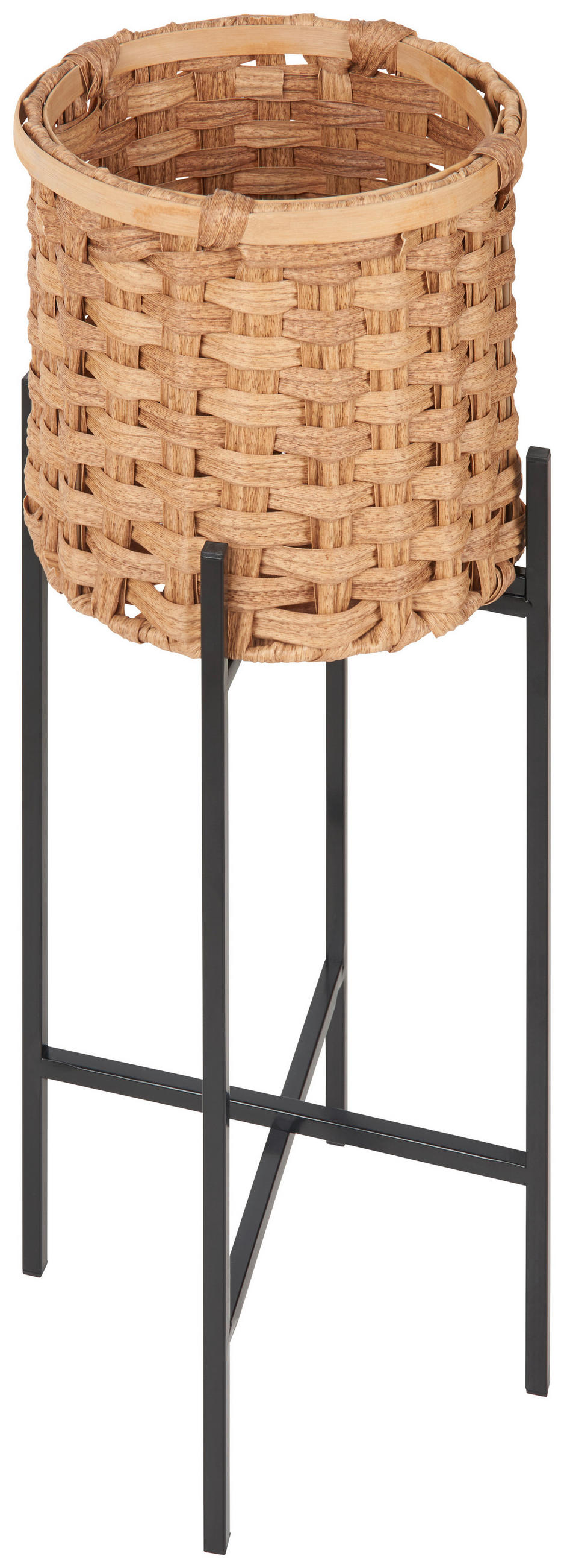KVĚTINÁČ dřevo, kov, plast, 25/60 cm - černá/přírodní barvy, Natur, kov/dřevo (25/60cm) - Ambia Home