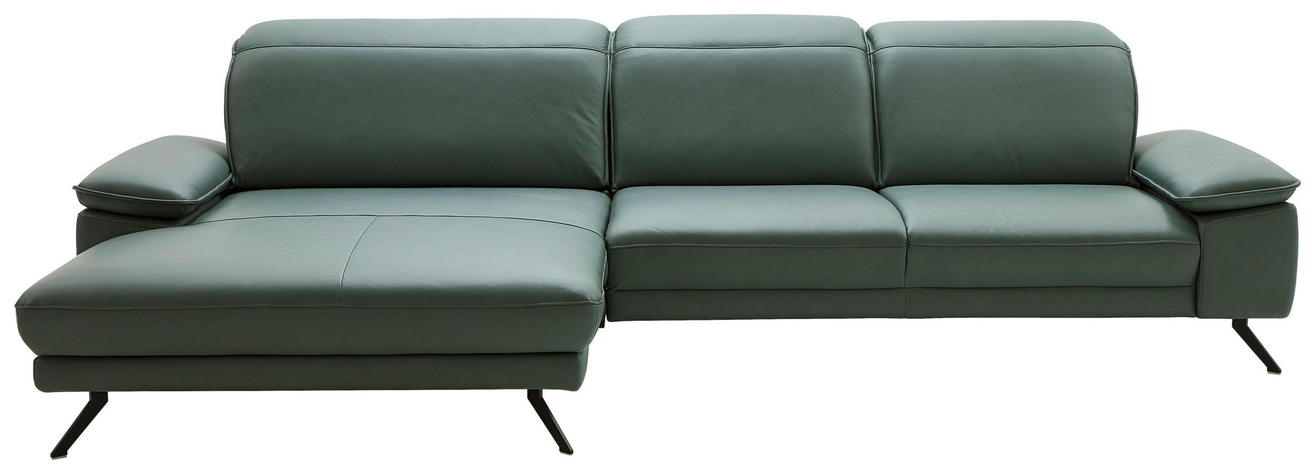 ECKSOFA in Echtleder Opal  - Opal/Schwarz, Design, Leder/Metall (193/332cm) - Dieter Knoll