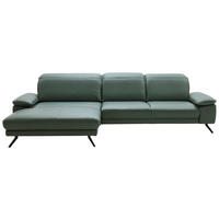 ECKSOFA in Echtleder Opal  - Opal/Schwarz, Design, Leder/Metall (193/332cm) - Dieter Knoll