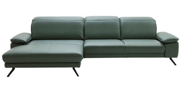 ECKSOFA in Echtleder Opal 193/332 cm - Opal/Schwarz, Design, Leder/Metall (193/332cm) - Dieter Knoll