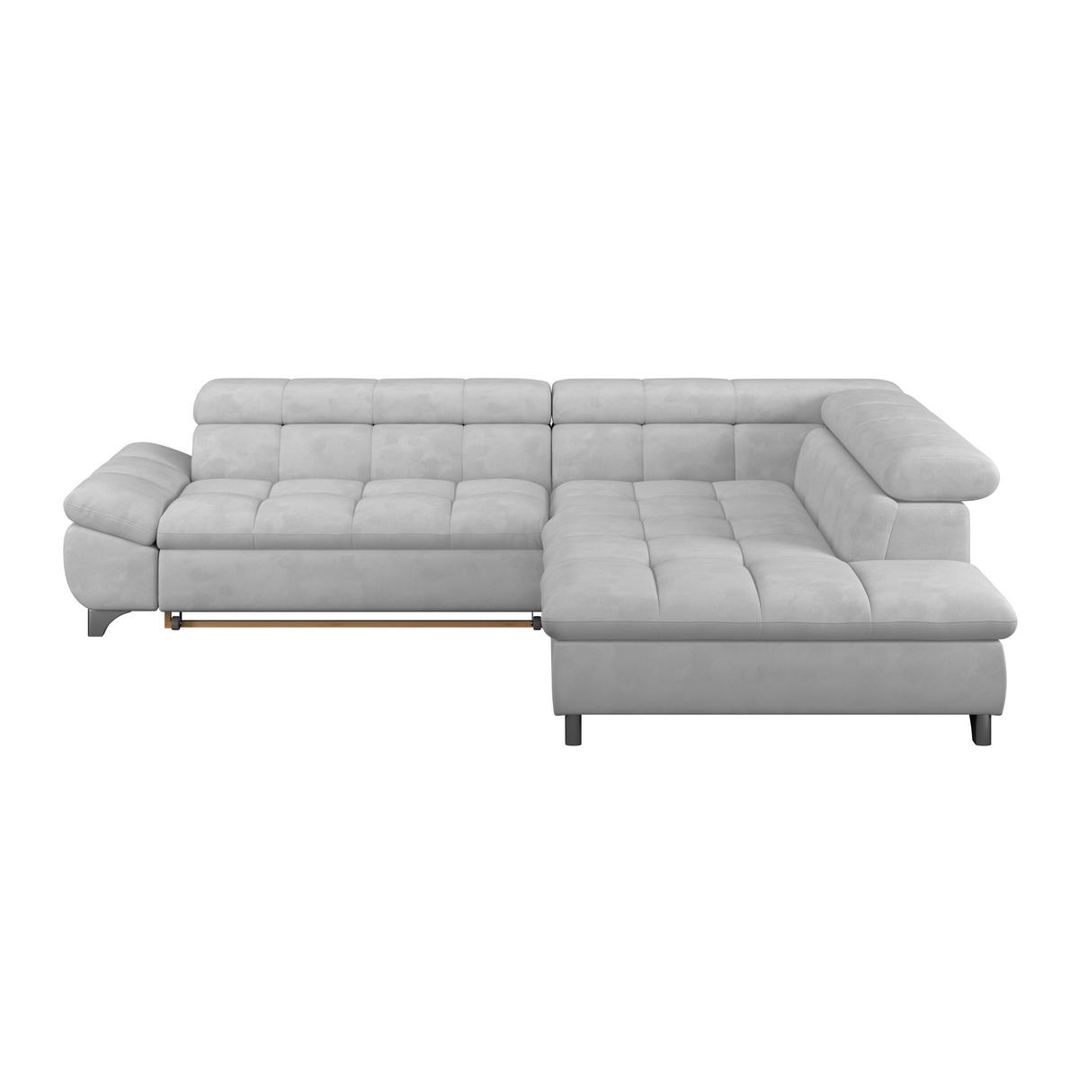 ECKSOFA Hellgrau Chenille  - Chromfarben/Hellgrau, KONVENTIONELL, Textil/Metall (312/234cm) - Livetastic