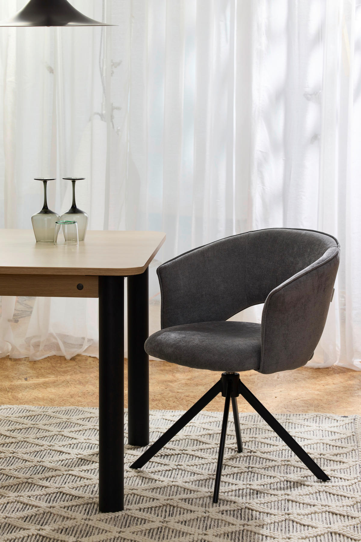 ARMLEHNSTUHL  in Stahl Chenille  - Beige/Schwarz, Basics, Textil/Metall (61,5/78,5/59cm) - Tom Tailor