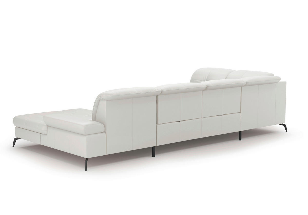 WOHNLANDSCHAFT Weiß Echtleder  - Schwarz/Weiß, KONVENTIONELL, Leder/Metall (231/357/185cm) - Sit & More