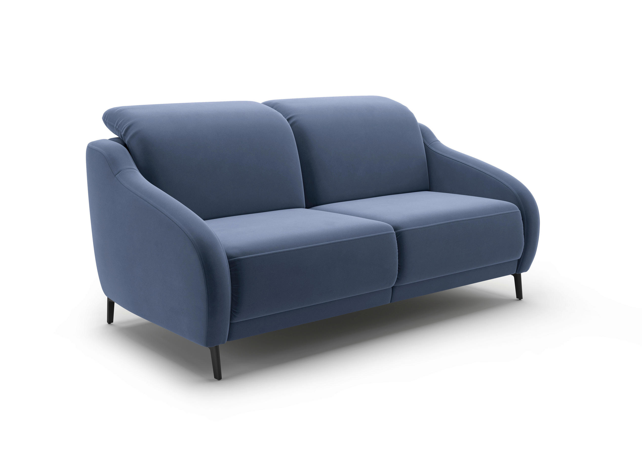 2,5-SITZER in Samt Blau - Blau/Schwarz, MODERN, Textil/Metall (172/93/104cm) - Sit & More
