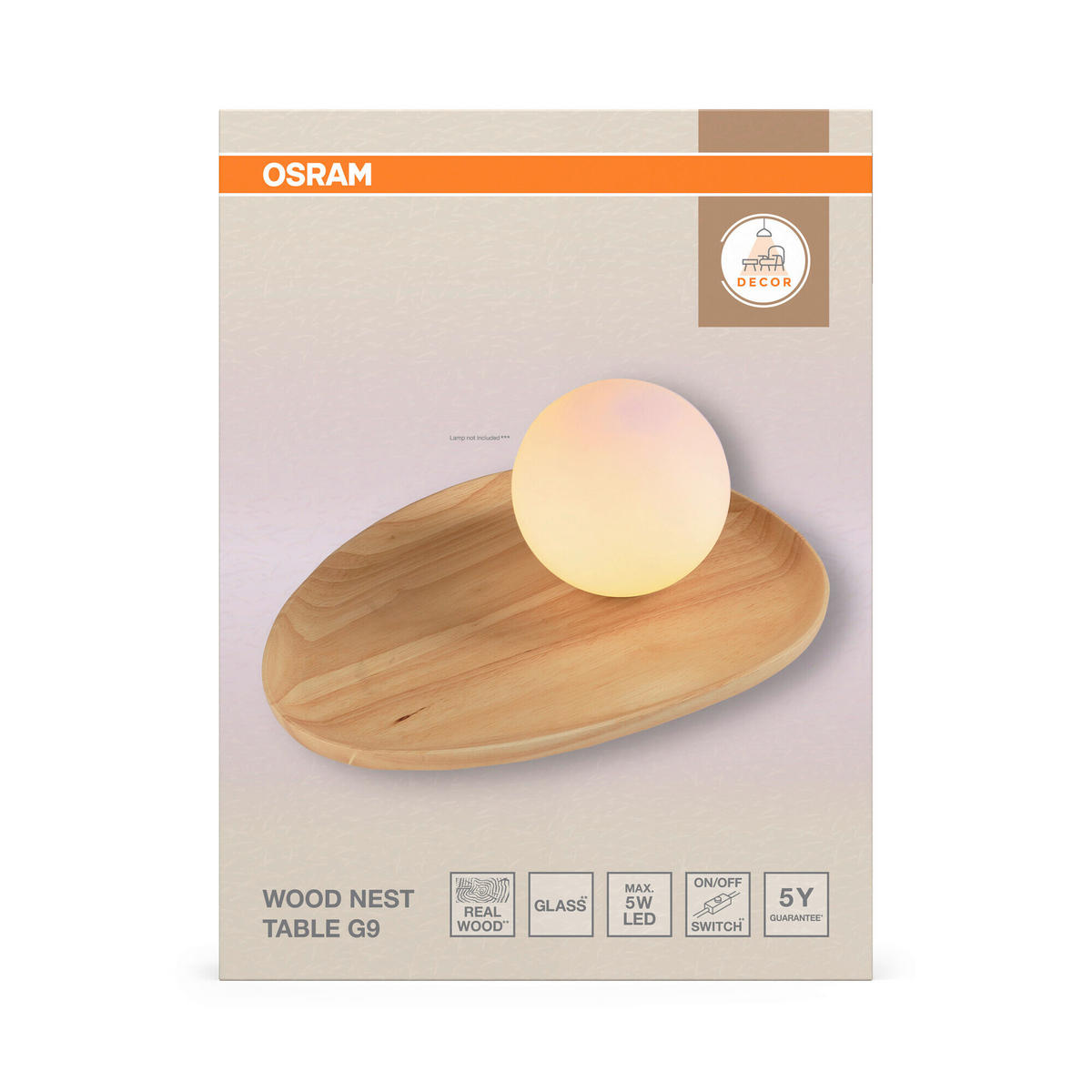 TISCHLEUCHTE 32,5/24/13,5 cm   - Naturfarben, Basics, Glas/Holz (32,5/24/13,5cm) - Osram