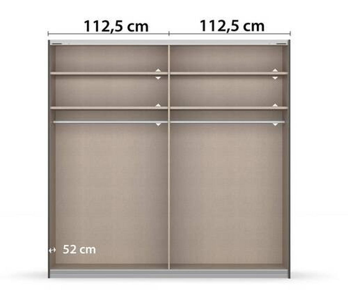 FÜGGESZTETT TOLÓAJTÓS SZEKRÉN szürke  - alumínium színű/szürke, Modern, faalapú anyag/fém (226/230/62cm) - Rauch Möbel