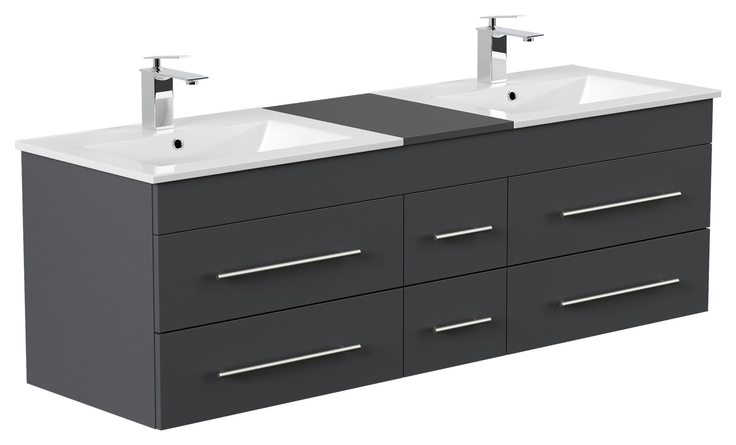 WASCHTISCHKOMBI 153 cm  - Graphitfarben/Weiß, Basics, Keramik/Holzwerkstoff (153cm) - MID.YOU