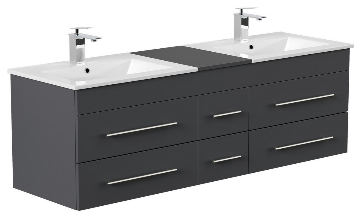 WASCHTISCHKOMBI 153 cm  - Graphitfarben/Weiß, Basics, Keramik/Holzwerkstoff (153cm) - MID.YOU