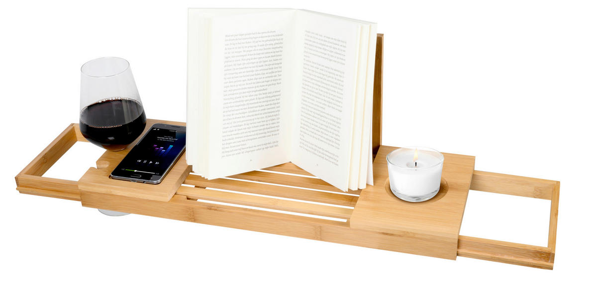 BADEWANNENABLAGE - Braun, Basics, Holz (92/18/20cm)