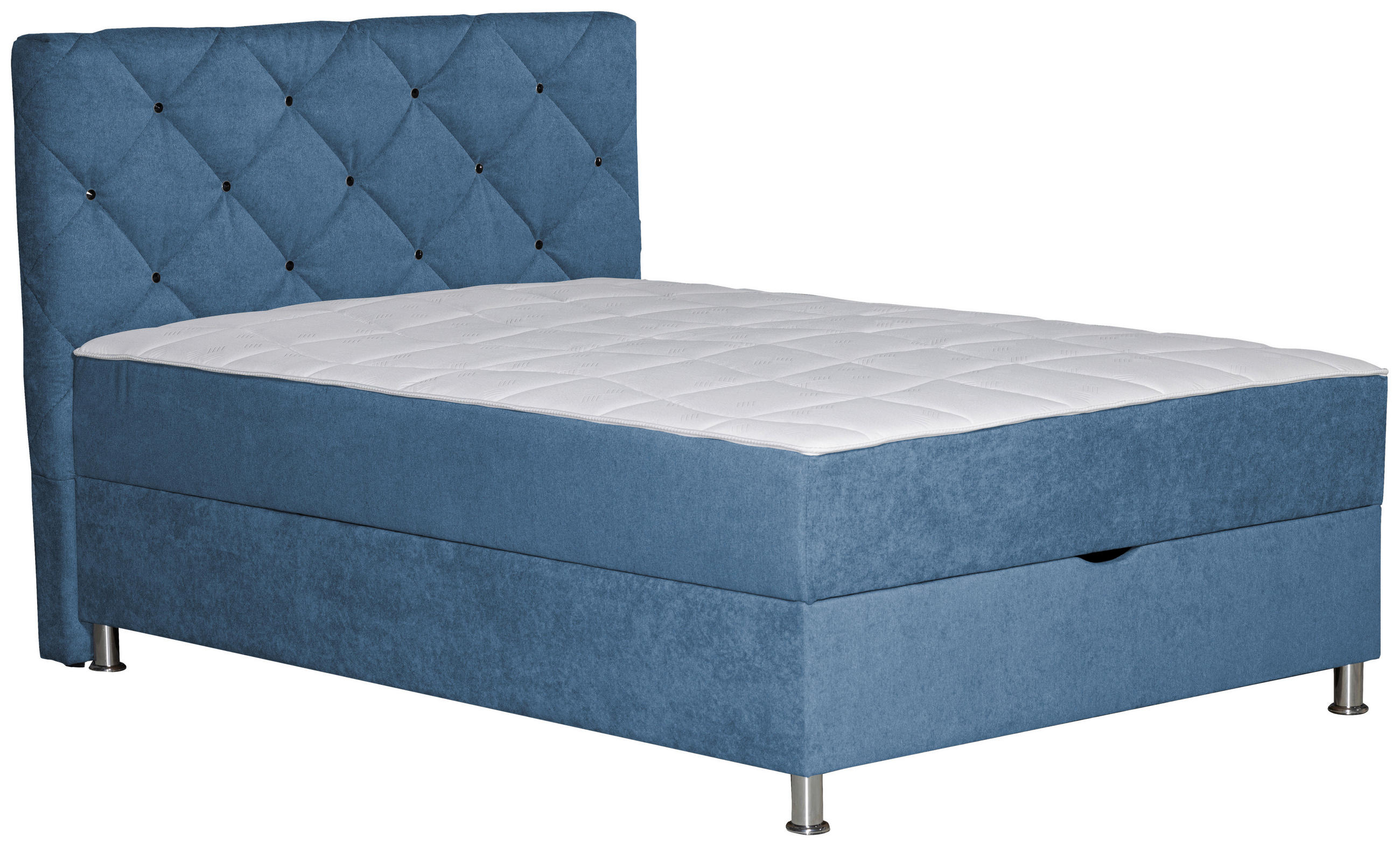 BOXBETT 140/200 cm  in Blau  - Chromfarben/Blau, Design, Kunststoff/Textil (140/200cm) - Boxxx