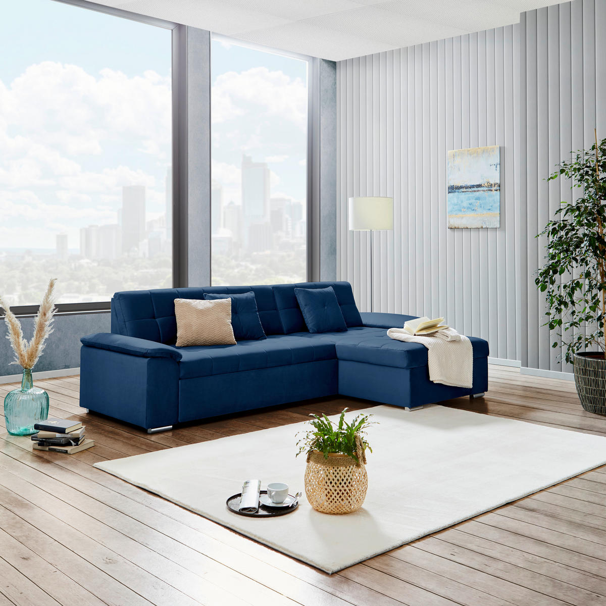 ECKSOFA Blau Zierkissen  - Blau, Trend, Textil (257/167cm) - Livetastic