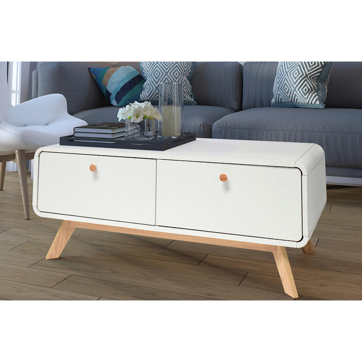 LOWBOARD Cassie  in 100/40/51 cm  - Eichefarben/Weiß, Design, Holz/Holzwerkstoff (100/40/51cm) - MID.YOU