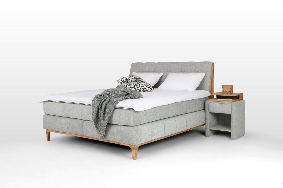 BOXSPRING KREVET 180/200 cm     siva  - siva/prirodna boja, Konvencionalno, tekstil/drvo (180/200cm) - Venda