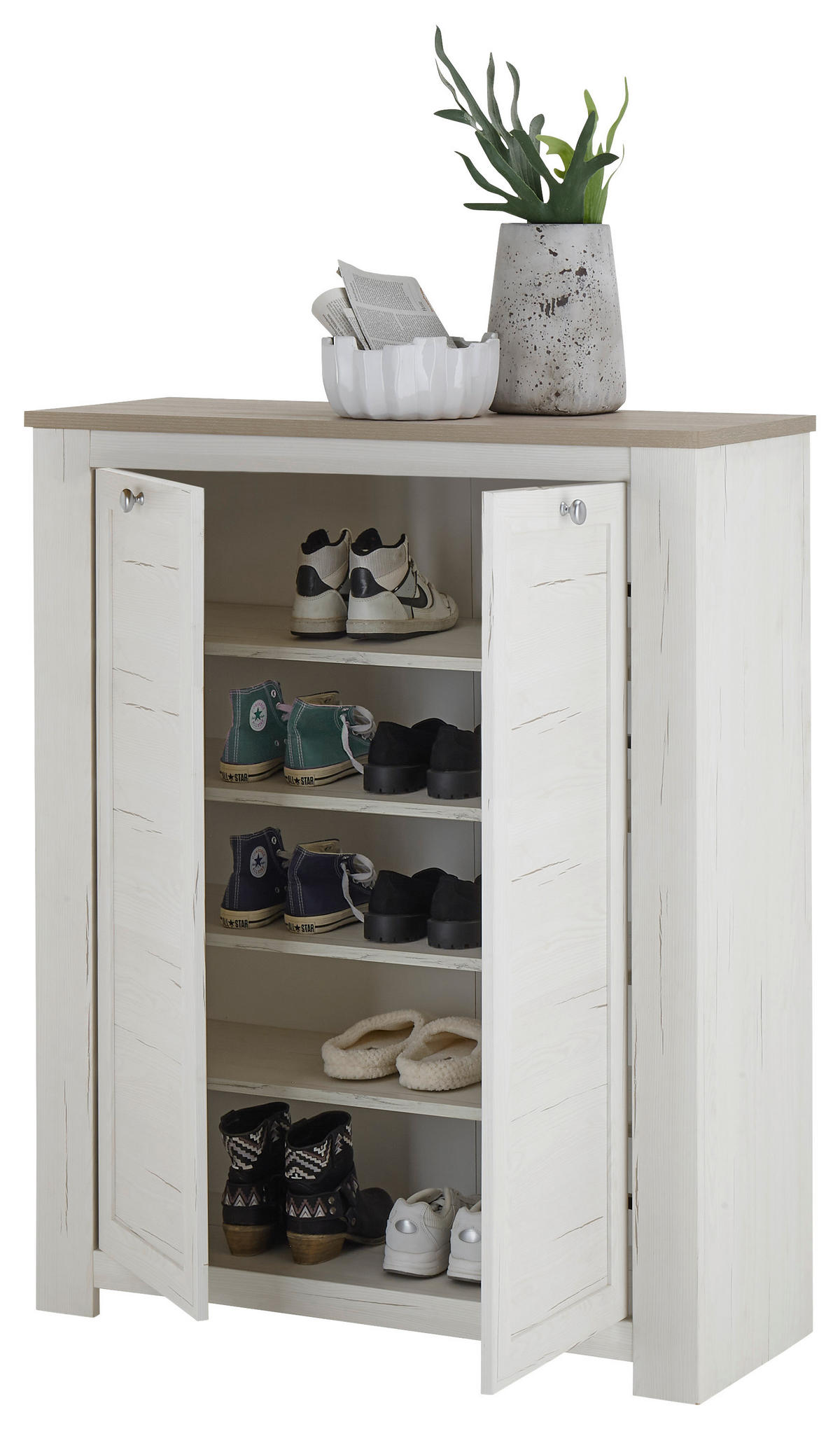 SCHUHSCHRANK  in 98/121/38 cm  - Silberfarben/Weiß, LIFESTYLE, Holzwerkstoff/Kunststoff (98/121/38cm) - MID.YOU