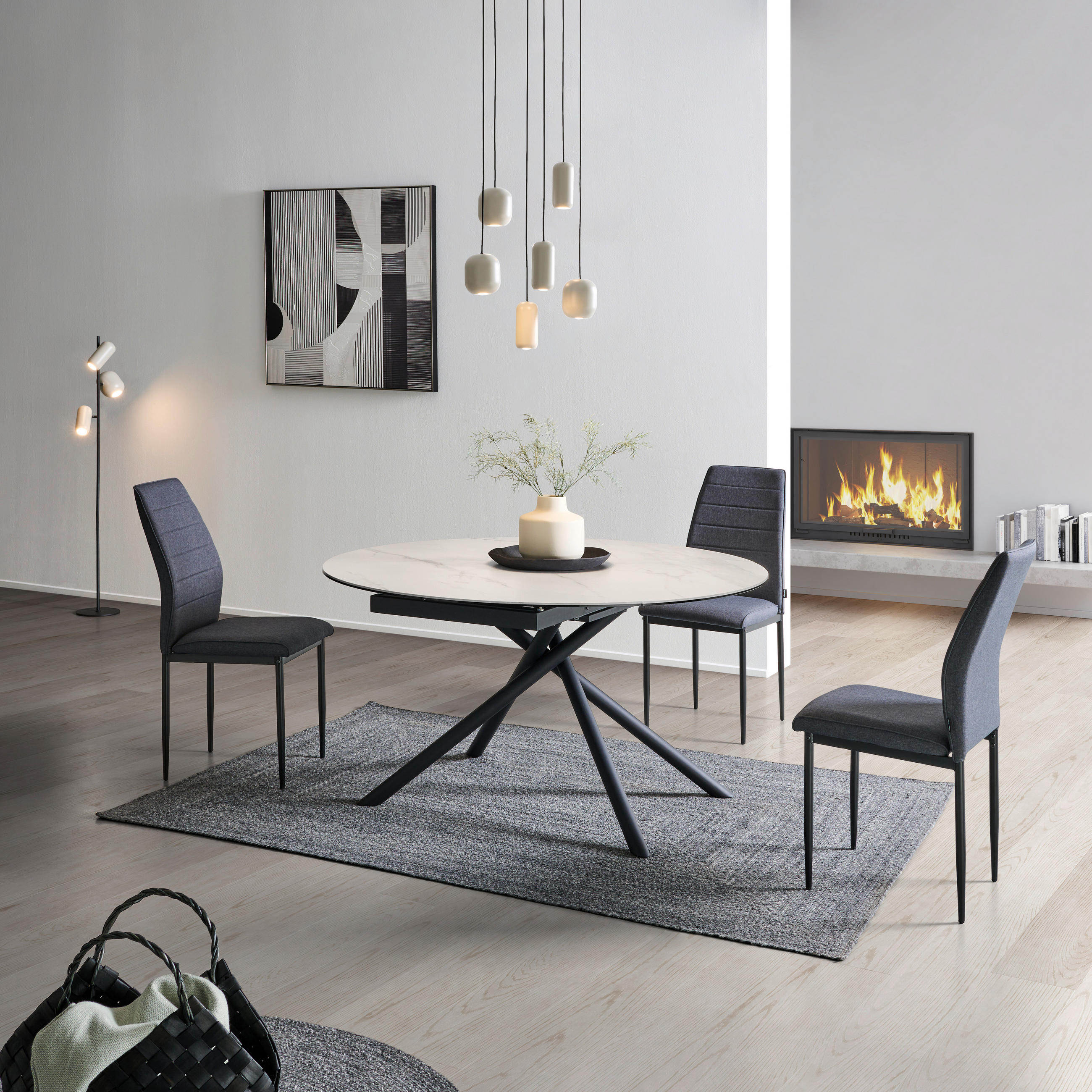 STOL ZA BLAGOVAONICU  crna, bijela  metal, staklo, keramika      - bijela/crna, Lifestyle, staklo/metal (90-140/76/140cm) - MID.YOU