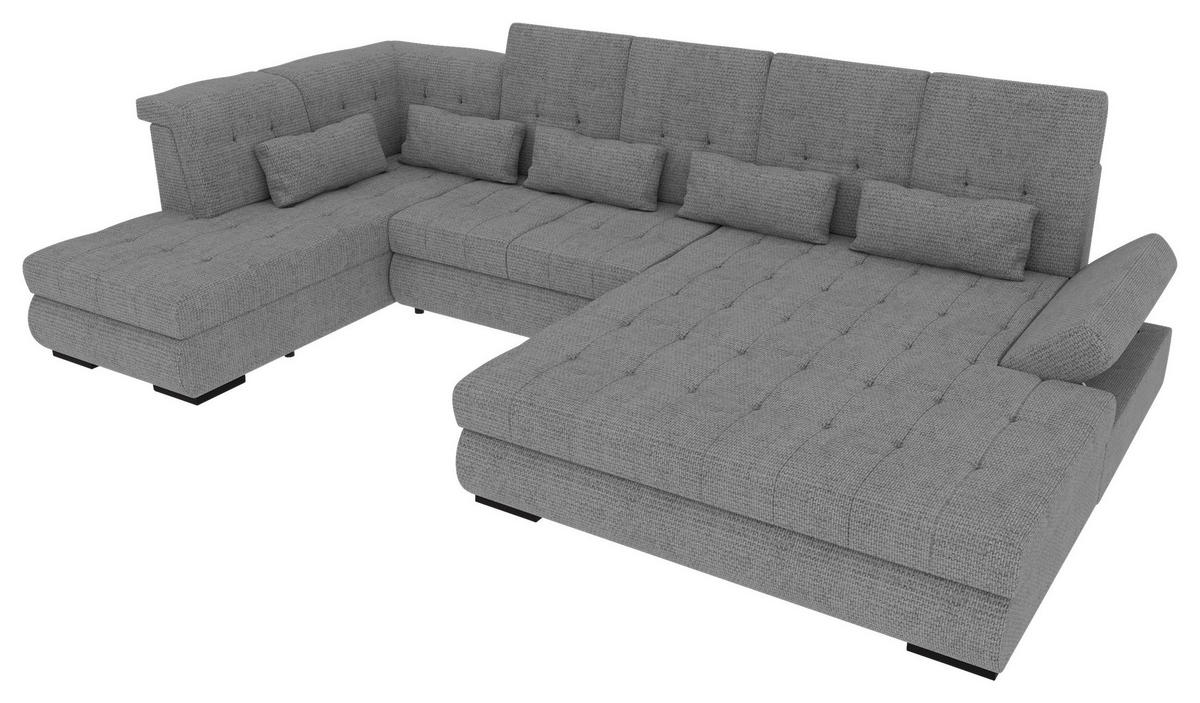 WOHNLANDSCHAFT Grau Struktur  - Schwarz/Grau, KONVENTIONELL, Kunststoff/Textil (222/358/212cm) - Carryhome