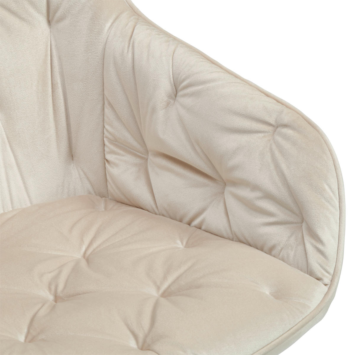 ARMLEHNSTUHL  Sitzfläche 360° drehbar, inklusive Armlehnen Samt  - Beige/Schwarz, MODERN, Textil/Metall (60/84/64cm) - Livetastic