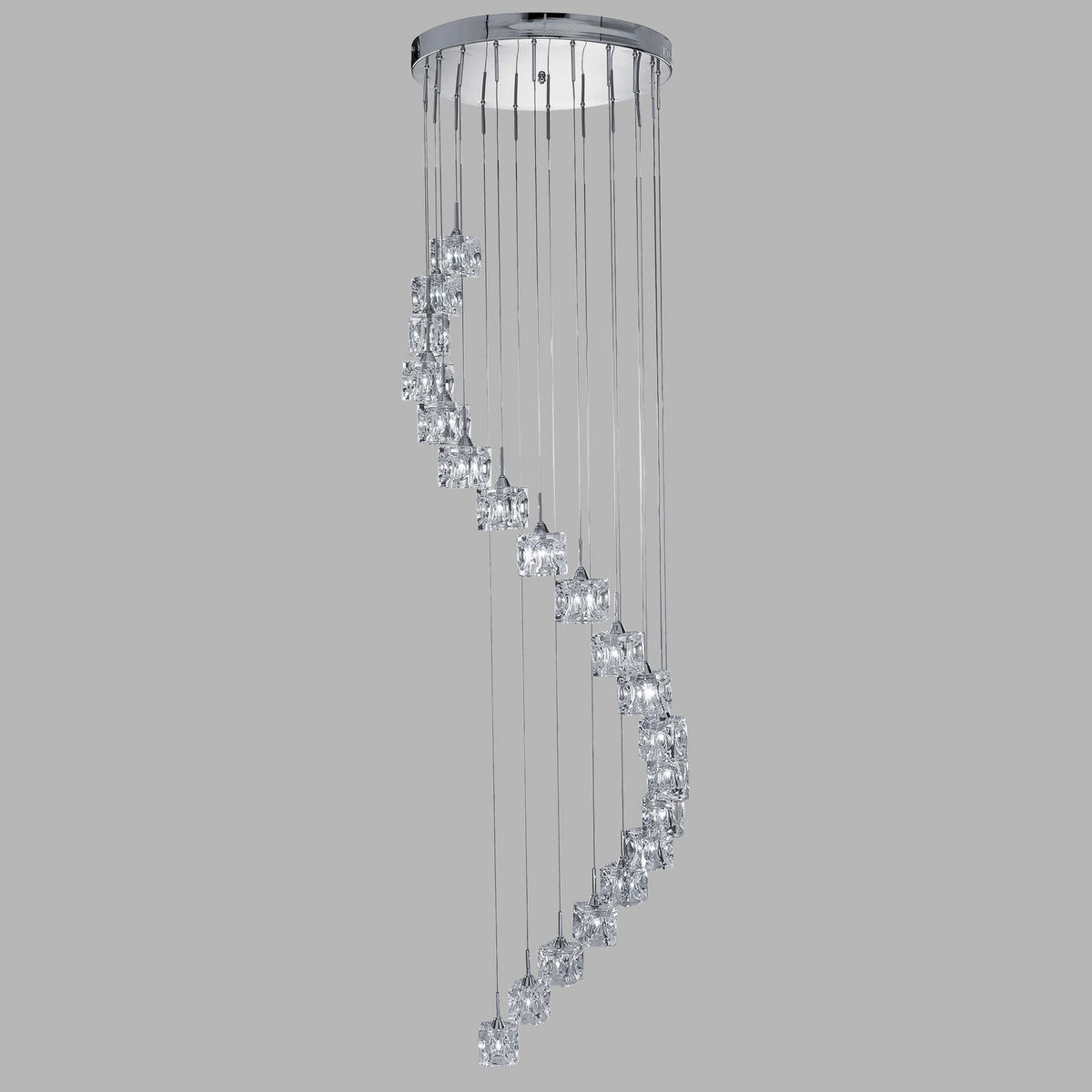 LED-HÄNGLAMPA Ice Cube 45/300 cm  - kromfärg, Design, metall/glas (45/300cm)